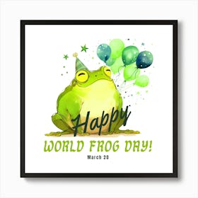 Happy Frog Birthday Art Print