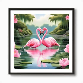 Pink Flamingos Art Print