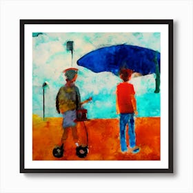Umbrellas On The Beach Art Print