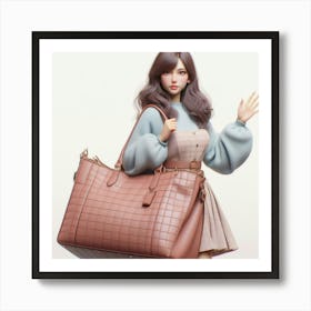 Asian Woman Holding A Bag Art Print