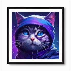 Purple Cat With Blue Eyes 4 Art Print