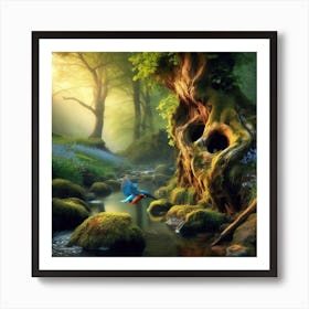 Kingfisher In The Forest 6 Art Print