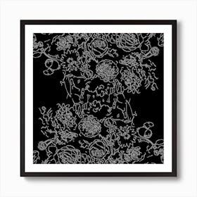 Black And White Floral Pattern Art Print