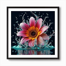 Splashing Water Flowers Art Print