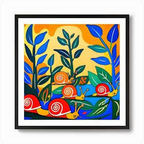 Snails In The Garden Art Print