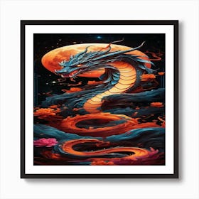 Dragon In The Moonlight Art Print