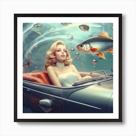 Girl In A Car 4 Art Print