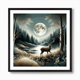 Deer In The Forest 10 Art Print