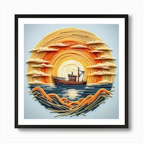 Boat In The Sea Art Print