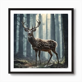 Deer In The Forest 194 Art Print