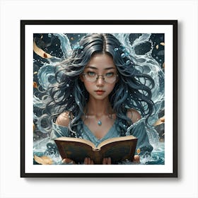 Water Girl Reading A Book Poster