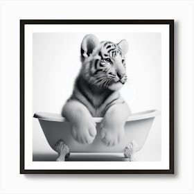 Tiger Cub In Bathtub Art Print