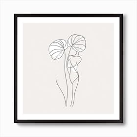 Line Art Woman Body And Leaf 4 Art Print