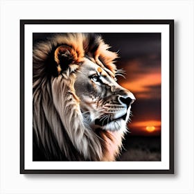 Lion At Sunset 13 Art Print