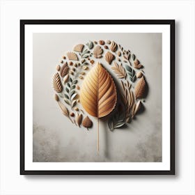 Autumn Leaves In A Circle Art Print