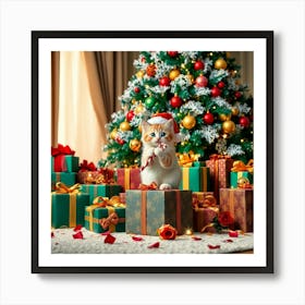 Flux Schnell A Majestic Snowflaked Christmas Tree Stands Tall 2 Art Print