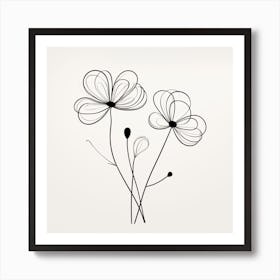 Black And White Flowers 1 Art Print