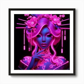 Neon Chinese Girl Art Print