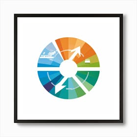 Abstract Icon Illustrating Geo Locator Function Horizontal Arrow Pointing Downwards Leading To A P (2) Art Print