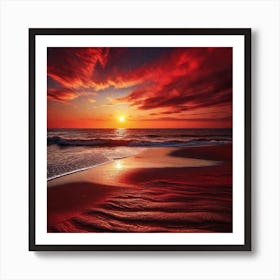 Sunset On The Beach 1089 Art Print