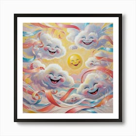 Smiley Clouds 1 Art Print