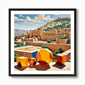 Amber Fort, India Cubism Style Art Print