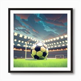 Soccer Ball On The Field Art Print