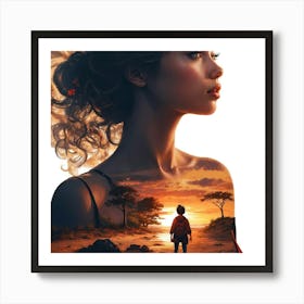 Girl In The Sunset Art Print