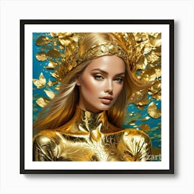 Golden Mermaid 1 Art Print