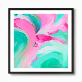 Abstract Pink & Blue Oil Painting Art Print