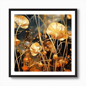 Golden Flowers 1 Art Print