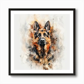 Beautiful Watercolour Of A German Shepherd Art Print