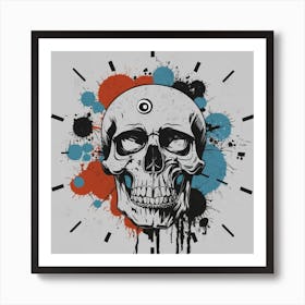 Skull With Paint Splatters Art Print