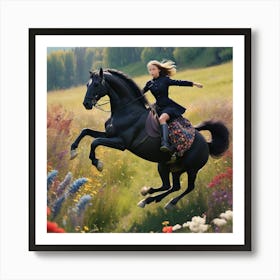 Girl Riding A Horse Art Print