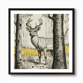 Deer In The Woods 91 Art Print