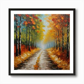 Autumn Road natural Tropical Landscape art Art Print