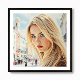 Girl With Blue Eyes Art Print