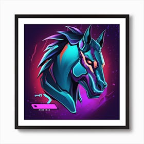 Neon Horse Head Art Print