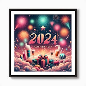 Happy New Year 2024 4 Art Print