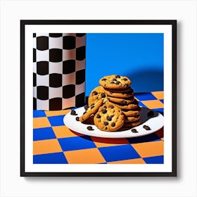 Cookies Blue Checkerboard 2 Art Print