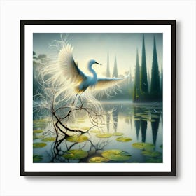 Egret In Flight Art Print