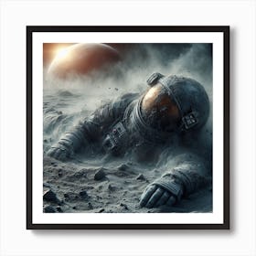 Ashes to Ashes  1/4   (spaceman crashed moon dust planet space travel astronaut bowie major tom death drying Apollo alone afraid scared oxygen moon)  Art Print