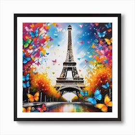 Paris Eiffel Tower Butterflies 2 Art Print