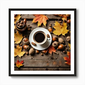 Autumn Leaves And Coffee 15 Art Print