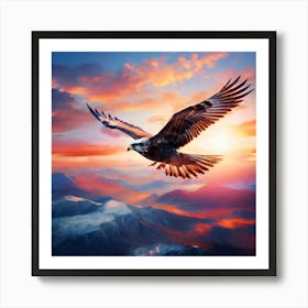 Eagle In Flight, A Bird Soaring Freely In The Sky Representing Freedom And Boundless Possibilities 1 Art Print