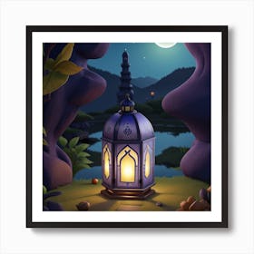 Lantern In The Night Art Print