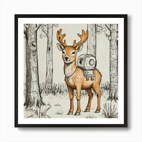 Deer In The Woods 81 Art Print