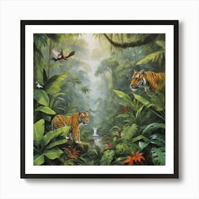 Tiger In The Jungle Art Print Paintings Art Print