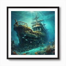 Sun-Kissed Depths: Coral Castles and Sunken Dreams Art Print