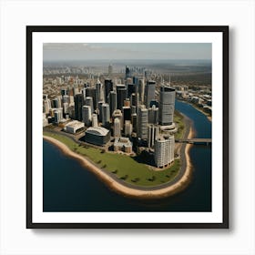 Aerial View Of Brisbane City Art Print